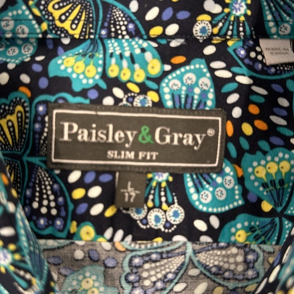 Paisley & Gray Slim Fit Shirt - Butterfly Pattern - Large - Picture 4 of 4
